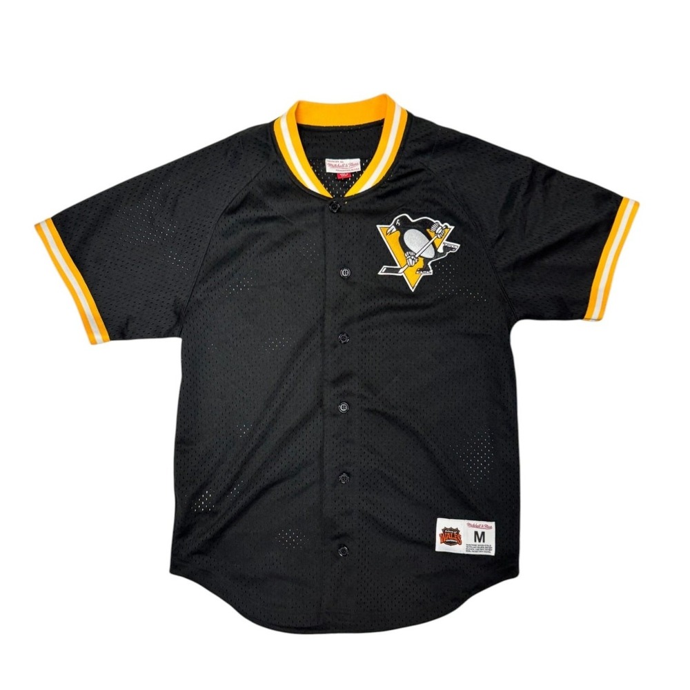 Mitchell & Ness Pittsburgh Penguins Mesh Button Jersey Prince of Wales Adult M
